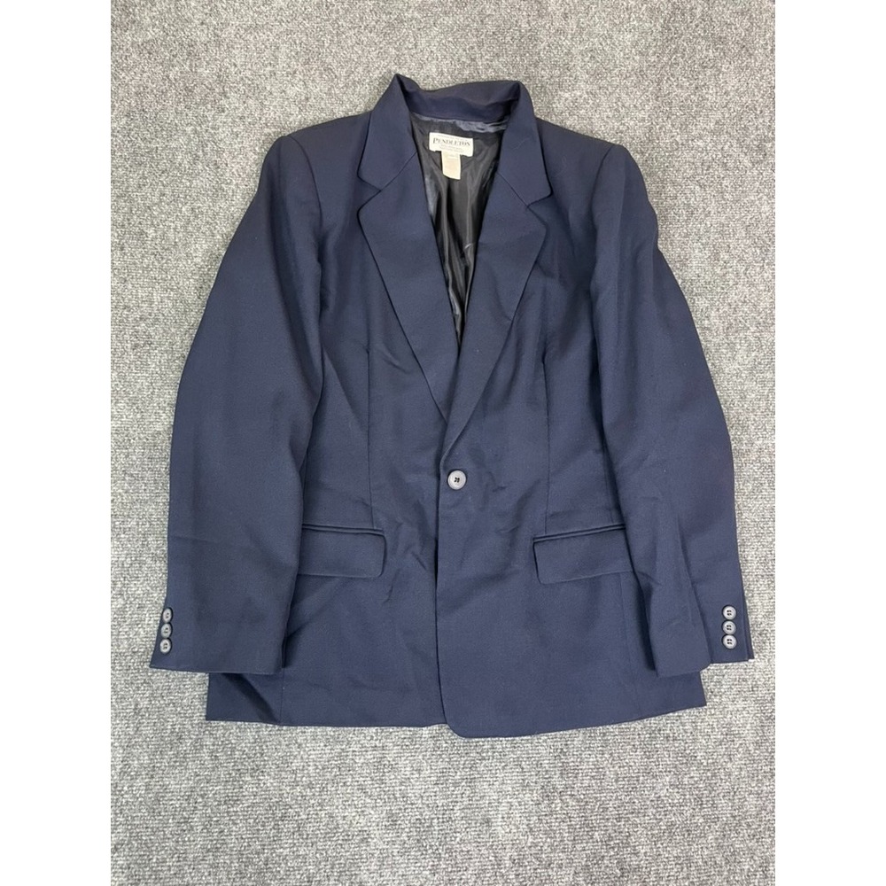 Pendleton Navy Blue Blazer   Women's  100%‎ Virgin Wool  One Button Size 10